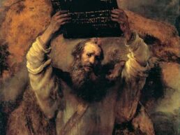Moshe with the tablets.
